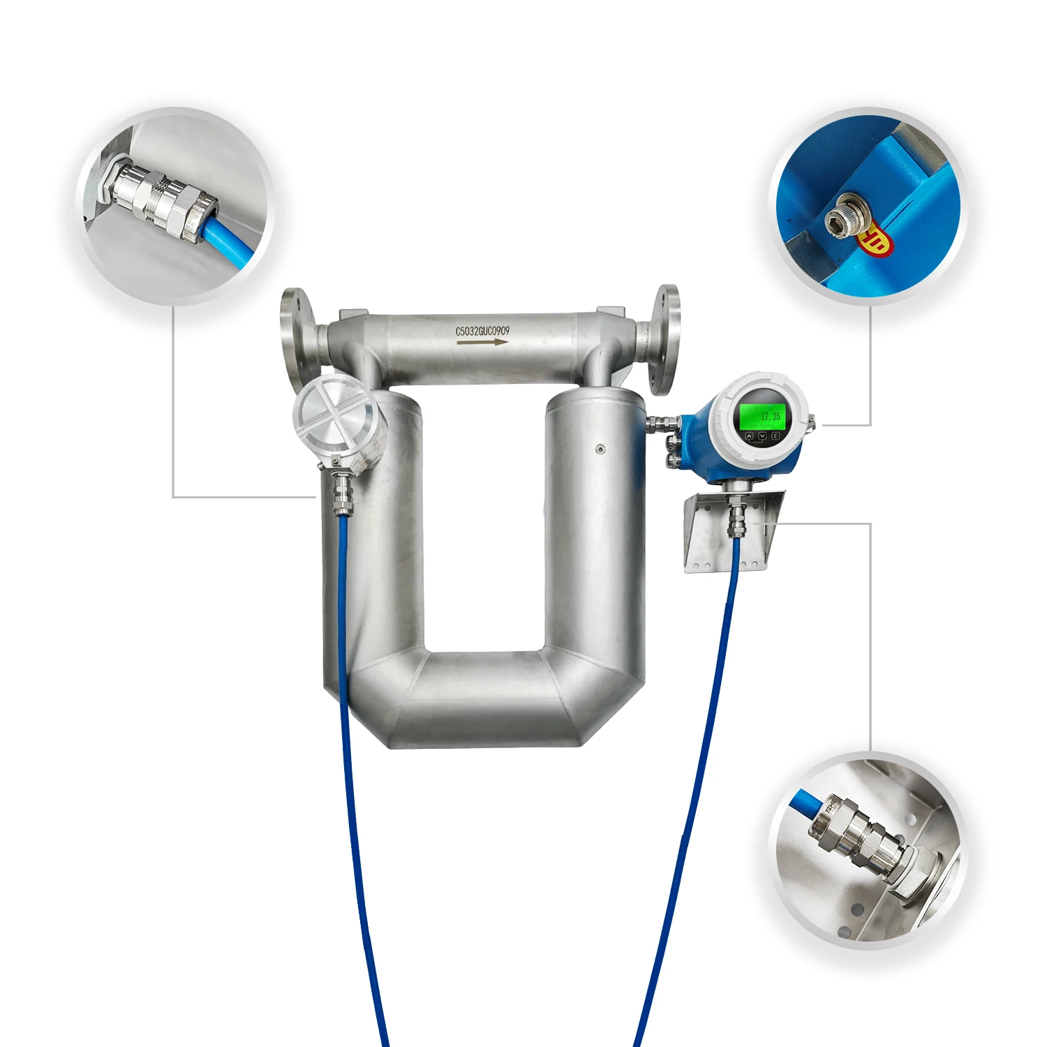 Digital Coriolis Mass Flow Meter Stainless Steel Construction OEM Customizable For High-Flow Cryogenic Liquid Nitrogen
