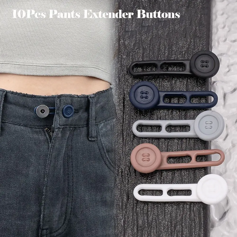 10Pcs Elastic Pants Extender Buttons Neck Extender Lengthen Buckle Collar Button Extender Flexible Neck Relief Tight Collars