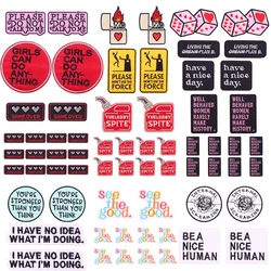 10PCS Cartoon Letter Slogan Embroidered Applique Patch Iron On Patches For Clothing Jackets Backpack Sew Embroidery Badges DIY
