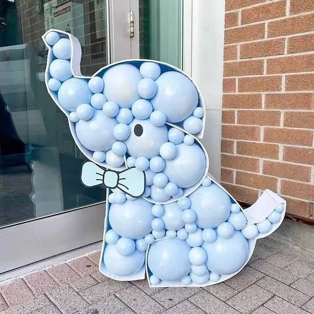 Elephant Mosaic Balloon Frame Giant Letter Baby Elephant Balloon Filling Box for Baby Shower Wedding Birthday Party Decorations