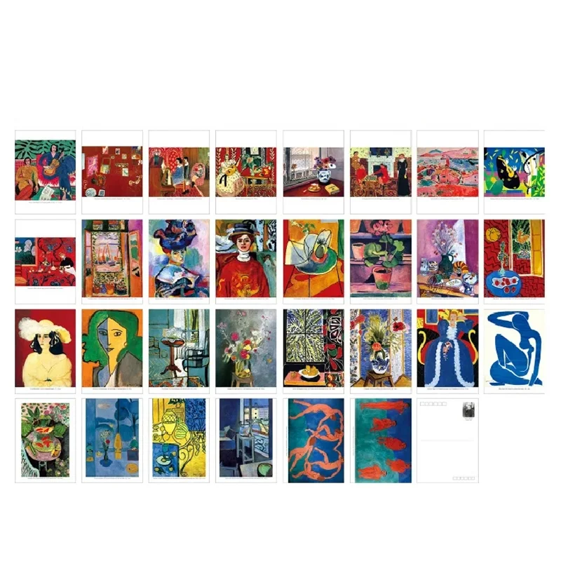 30 pçs henri matisse arte cartões postais presente desejo mensagem cartões para diy adesivo de parede pintura fundo decoração