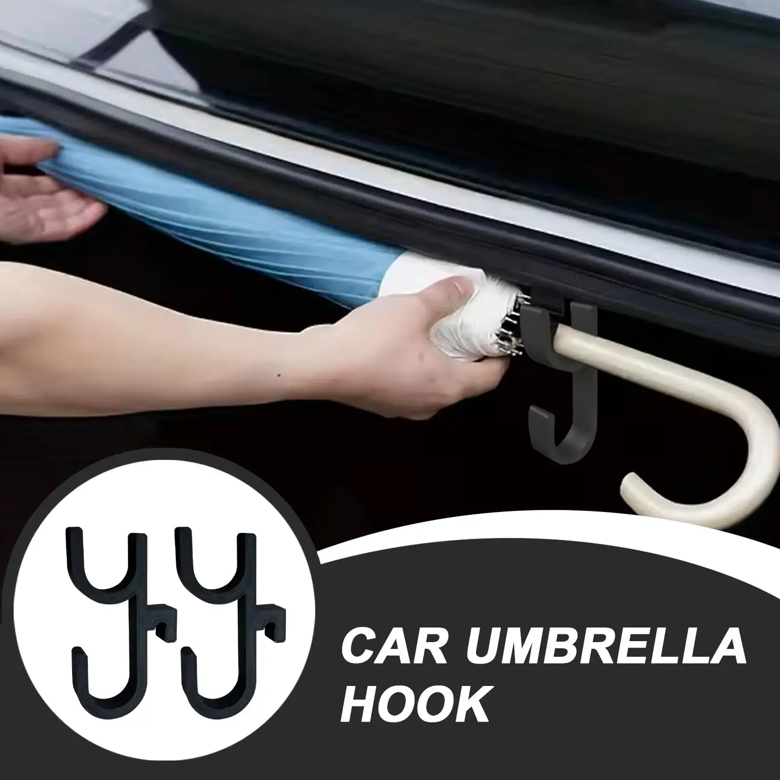 Car Umbrella Hook 2 Pieces Vehicle Accessories Organizer Space Saving Car Umbrella Hook for Purse Bag Console Travel Truck SUV