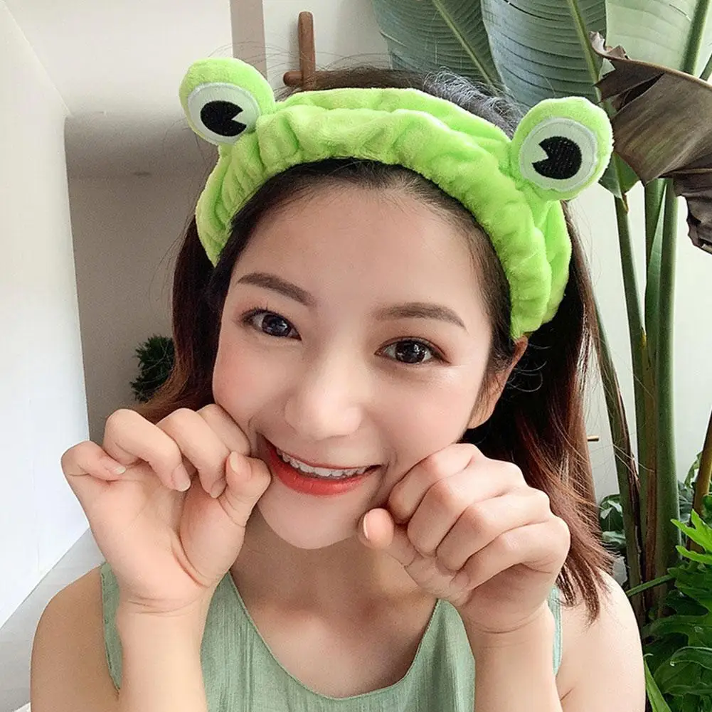 Cute Funny Frog Makeup Headband Wide-brimmed Elastic Hairbands Cute Girls Hair Bands Women Hair Accessories Girls Hairband