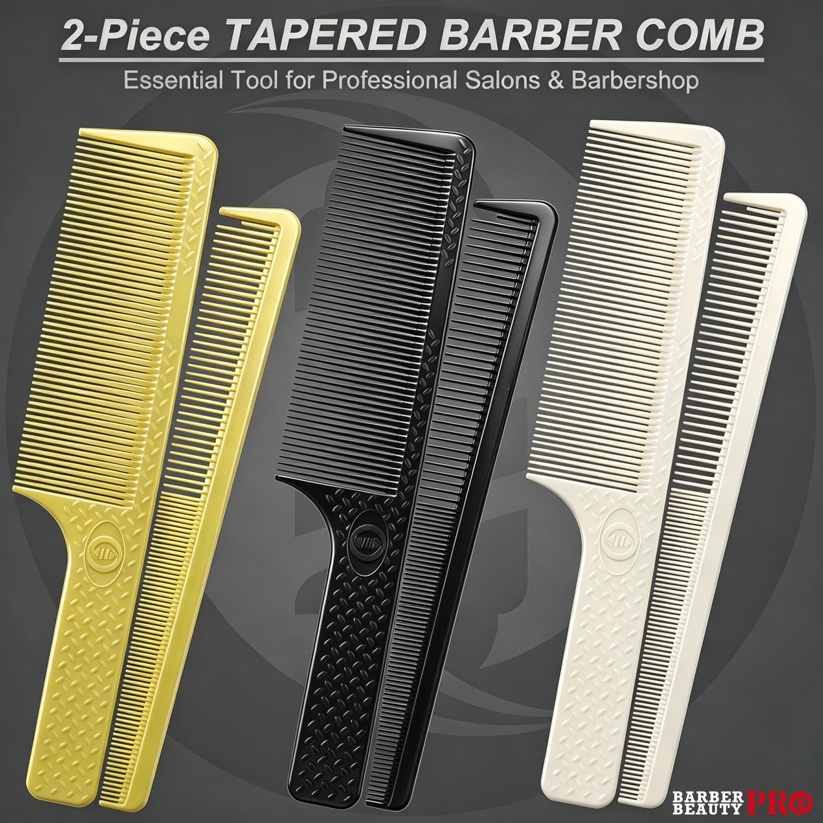 2Pcs Professional Tapered Barber Comb Set Heat Resistant Hair Cutting Comb Fine & Wide Teeth Styling Comb for Barbershop Home