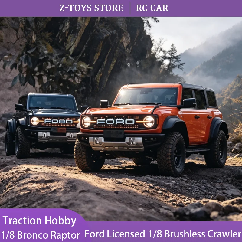 KM Traction Hobby 1/8 Ford Bronco Raptor RC Crawler 4WD Brushless Diff Lock 2-Speed IFS Off Road Hobby Grade RTR for Adult