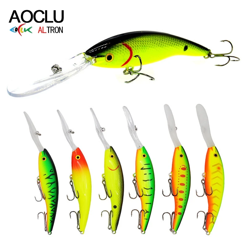 

AOCLU Floating Minnow 135mm 14g Hard Bait Crank Deep Diver Depth 1.5-3m Fishing Lure VMC Hook Tackle Quality
