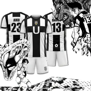 2024 الصيف خمسة أشخاص نمط VL Replika أنيمي أوبر الأزرق قفل ثلاثية الأبعاد طباعة الرجال مجموعة تأثيري كرة القدم جيرسي كرة الصالات الجرافيك تي شيرت