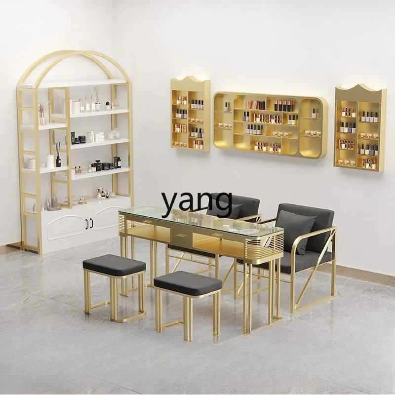 LMM Nordic marble manicure table single double triple double glass manicure table and chairs