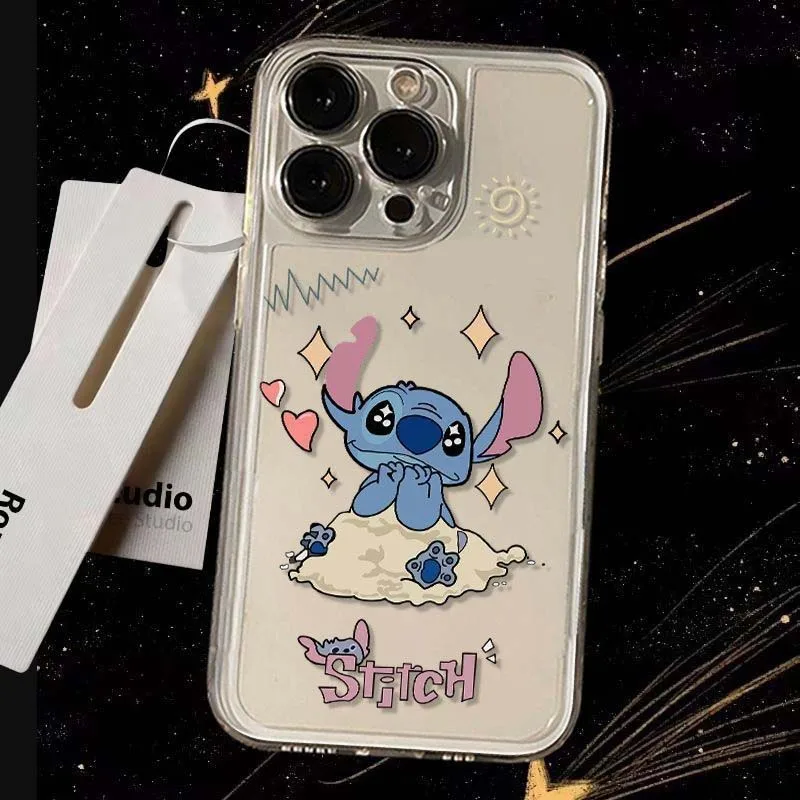 Disney Stitch Confesses His Love For His Phone Case for iPhone16 15 Pro Max 13 14 Plus 12 11 Pro 7 8 Plus XS XR Y2K Cute Cover