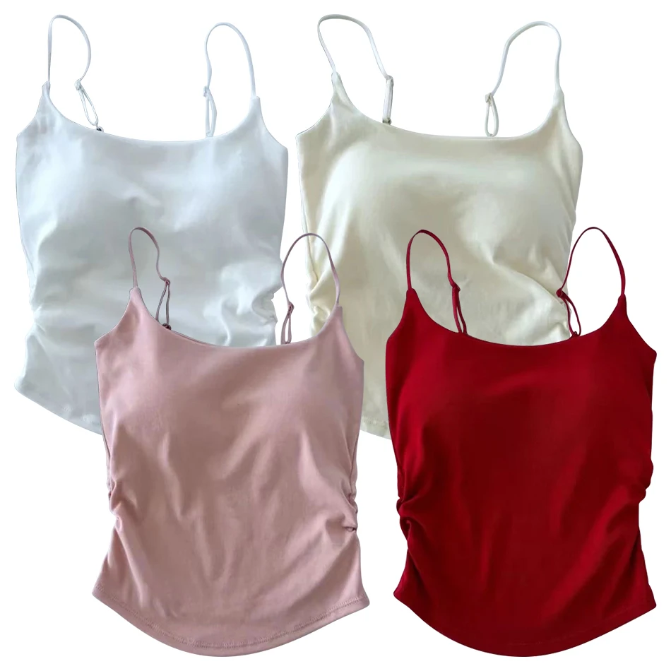 

Stylish Feminine Versatile Women Adjustable Straps Padded Camisoles Summer Solid Color as Layering Piece for Different Styles