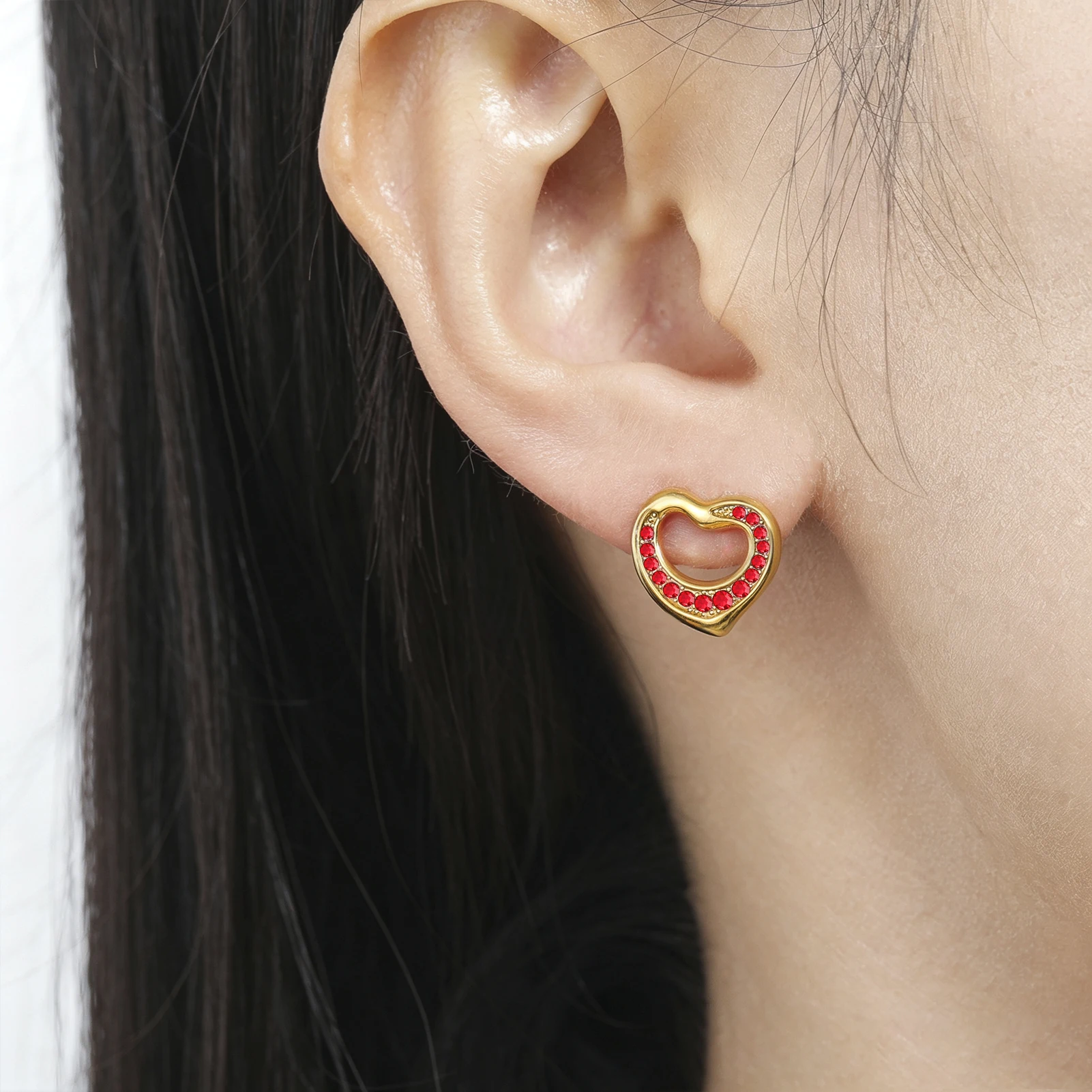 Eueavan 3D Herz Kristall Ohrstecker Edelstahl mit eingelegtem Kristall in Herzform Ohrschmuck Damen Ohrringe Geschenke Großhandel – Detail 7