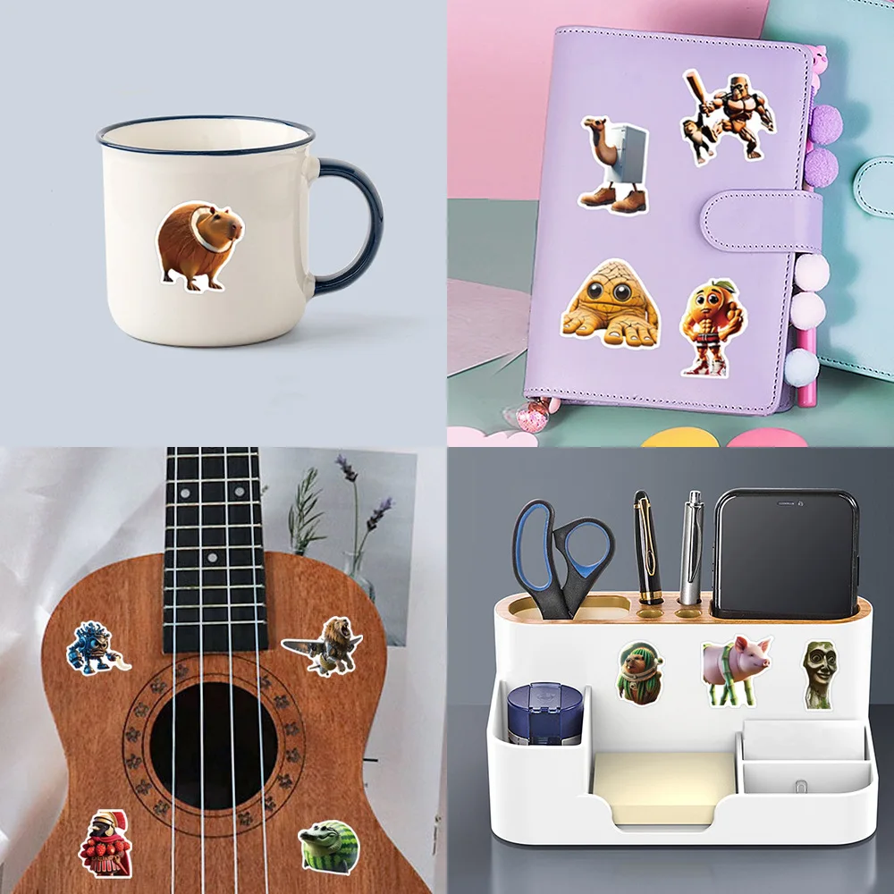 10/100/1000p Abstract Animal Stickers Tung Tung Sahur Italian Brainrot Animals Cartoon Decal DIY Luggage Phone Cup Guitar Decal image 4