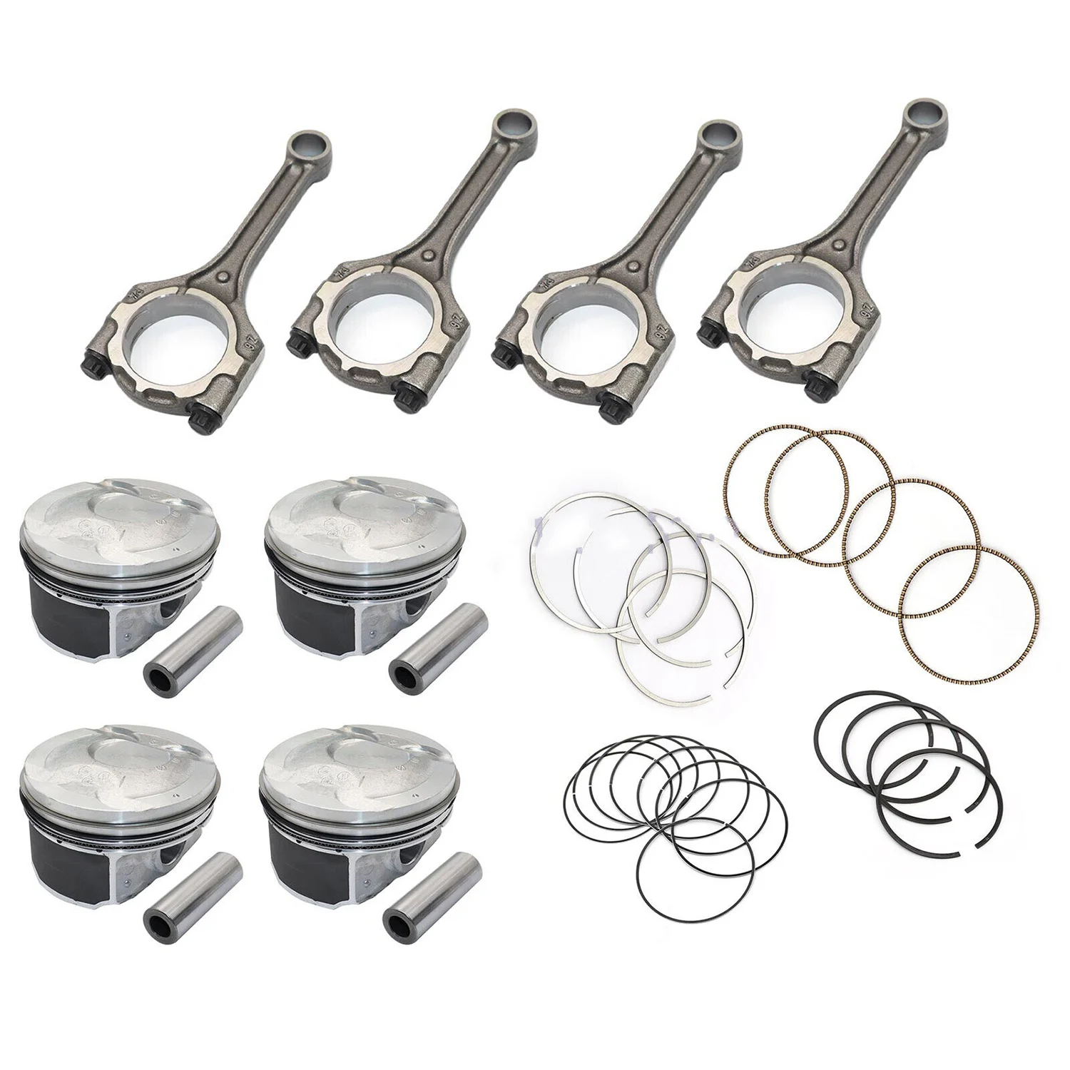 4x Connecting Rod & Pistons & Rings Kit 23041-2B600 23041-2B610 23041-2B620 for Hyundai KIA Accent Rio 1.6L DOHC 12-16 G4FD G4FC