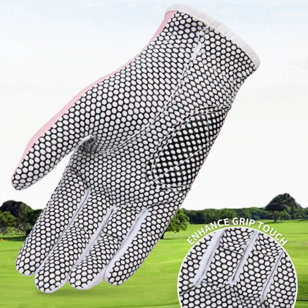 

Дышащие женские перчатки для гольфа, износостойкие удобные варежки для гольфа из искусственной кожи, противоскользящие эластичные частицы