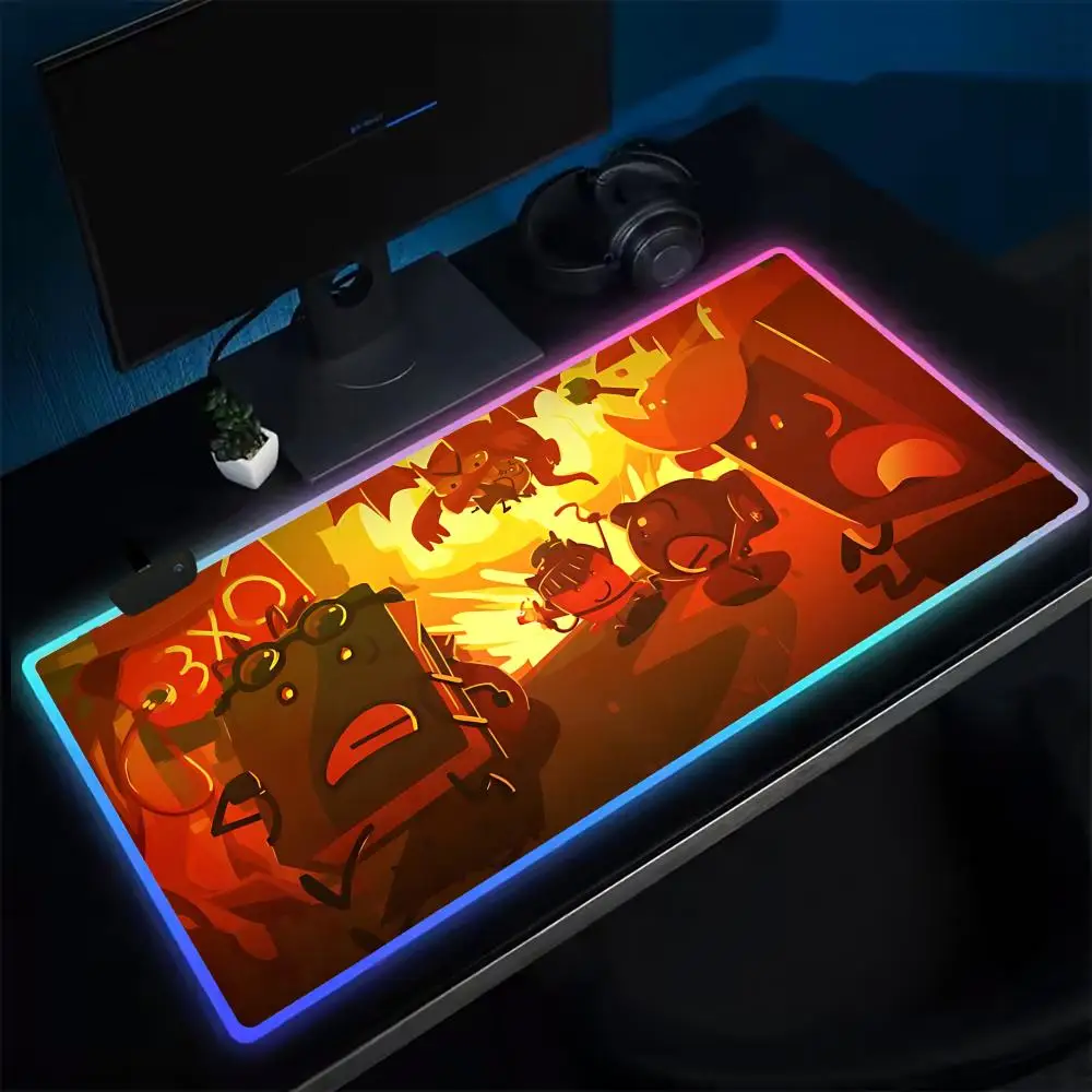 Bfdi poster mouse pad anime gaming mouse pad led almofadas de mesa retroiluminado borracha desktop xxl rgb tapetes de mesa