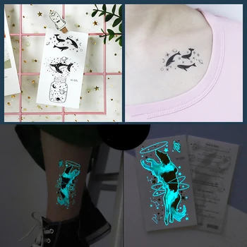 Świecący tatuaż Wodoodporna tymczasowa naklejka Świecące tatuaże na ciało Kobiety Mężczyźni Ramię Fałszywe tatuaże na imprezę muzyczną