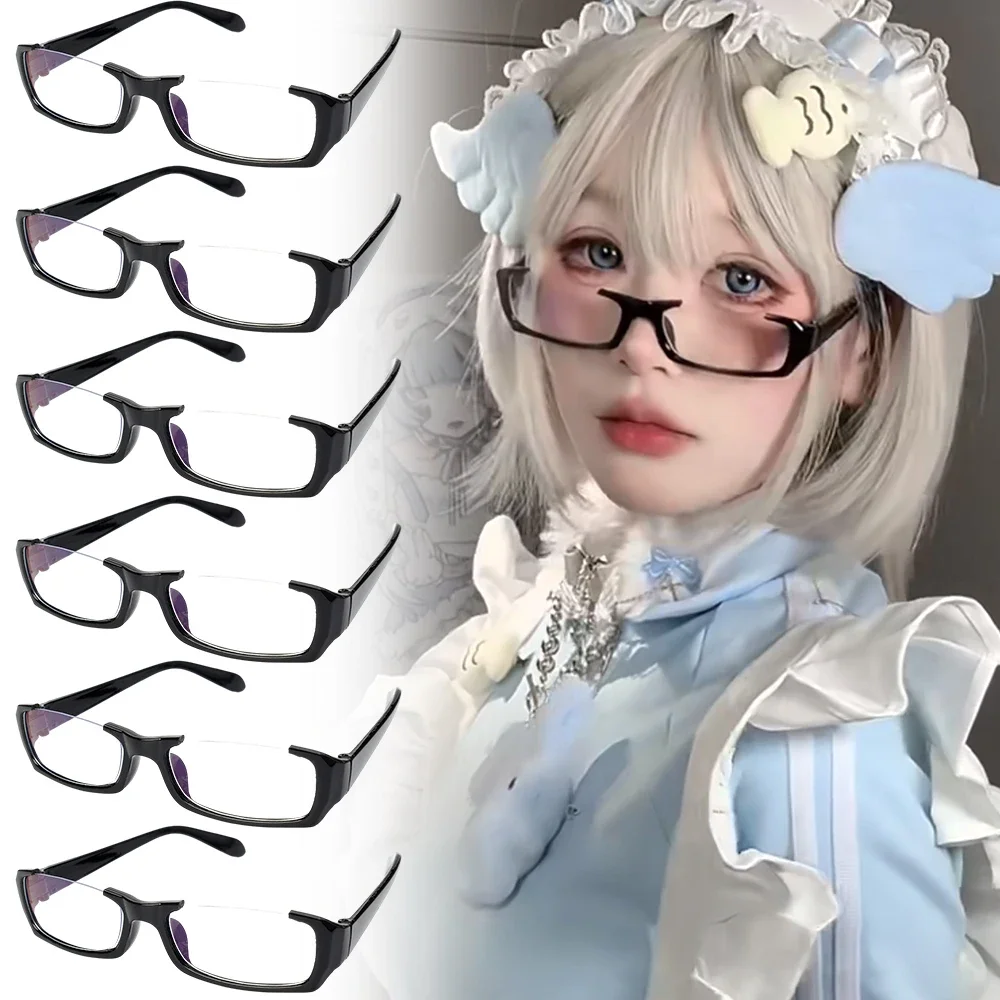 2024 New Cosplay Half Frame Glasses Comic Women Lovely No Makeup Plain Glasses Men Eyewear Kawaii Decorative Computer Goggles