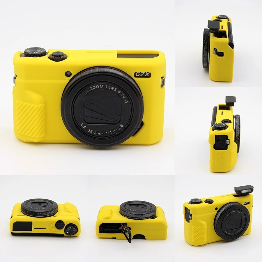 Silicone Armor Skin case body cover protector For Canon G7XMarkII /III G7X2/G7X3 camera silicone cover + 2PCS Hot Shoe Cover