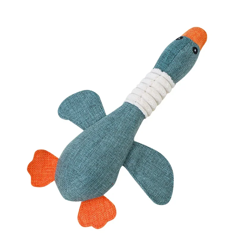 Pet Plush Vocal Toys Multi-color Teething Chewing Dog Toys Simulation Linen Geese Pet Supplies