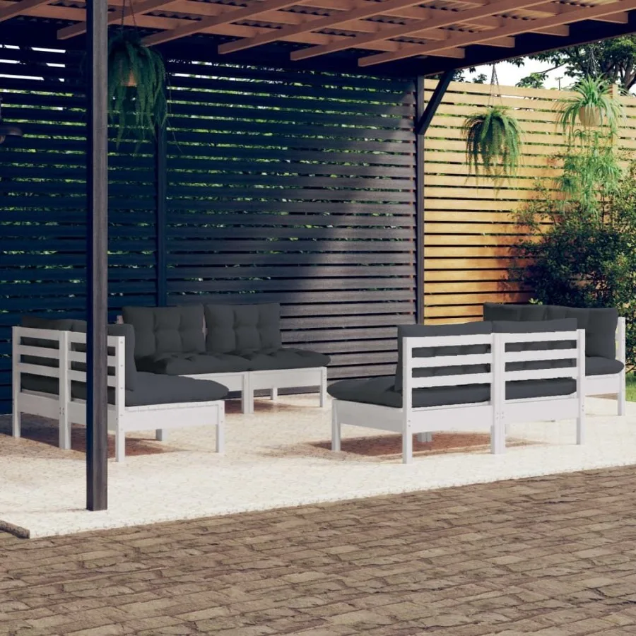 

8 Piece Patio Lounge Set with Anthracite Cushions Pinewood