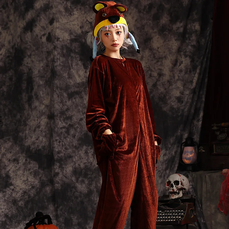 Loween oing urso manchado de sangue festival animal traje roupas cos role-plang palco desempenho roupa feminina faion