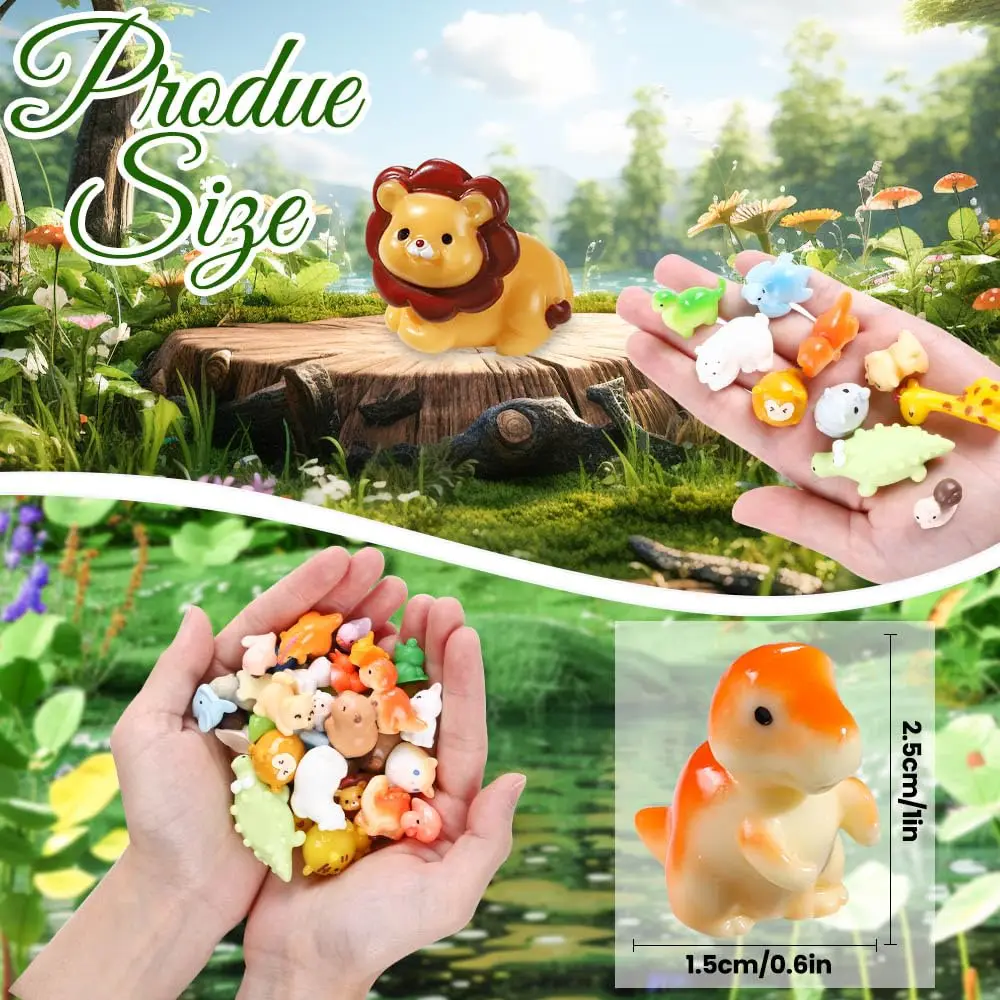 Mini Resin Animal,Tiny Resin Animal Miniature Little Small Animal Figure Bulk for Micro Fairy Garden Accessorie Dollhouse Decor