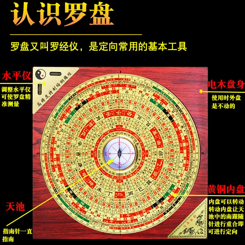 High-precision, professional-grade compass both men and women, featuring a red wood-colored bakelite casing, designed for po