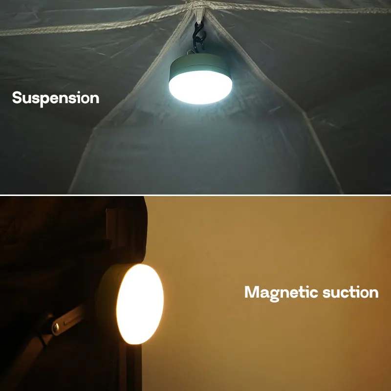 ضوء التخييم المحمول MOSLIGHTING مع قاعدة مغناطيسية 3 أوضاع إضاءة للعمل في الهواء الطلق ومستلزمات التخييم بدون بطارية ليثيوم