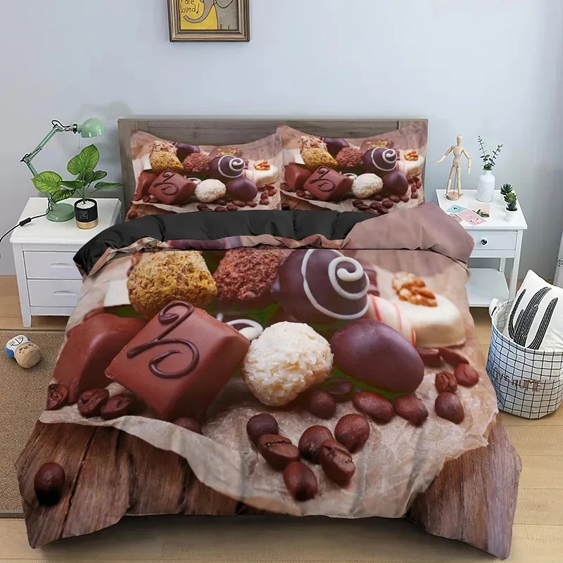 3D New Arrival Chocolate Duvet Cover Set Delicious Food Luxury Bedding Set Single Twin Full Queen King Size Comforter Cover Set