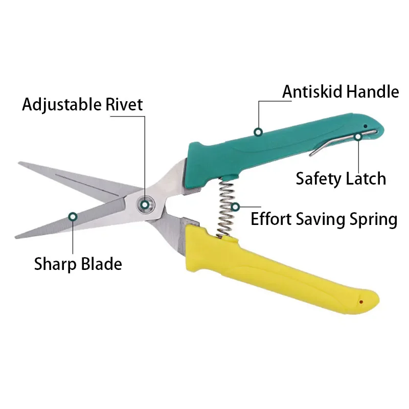 Stainless Steel Blade PP Handle Spring Effort Saving Splicing Colors Pruning Shears Bonsai Fruit Tree Prune Garden Scissors