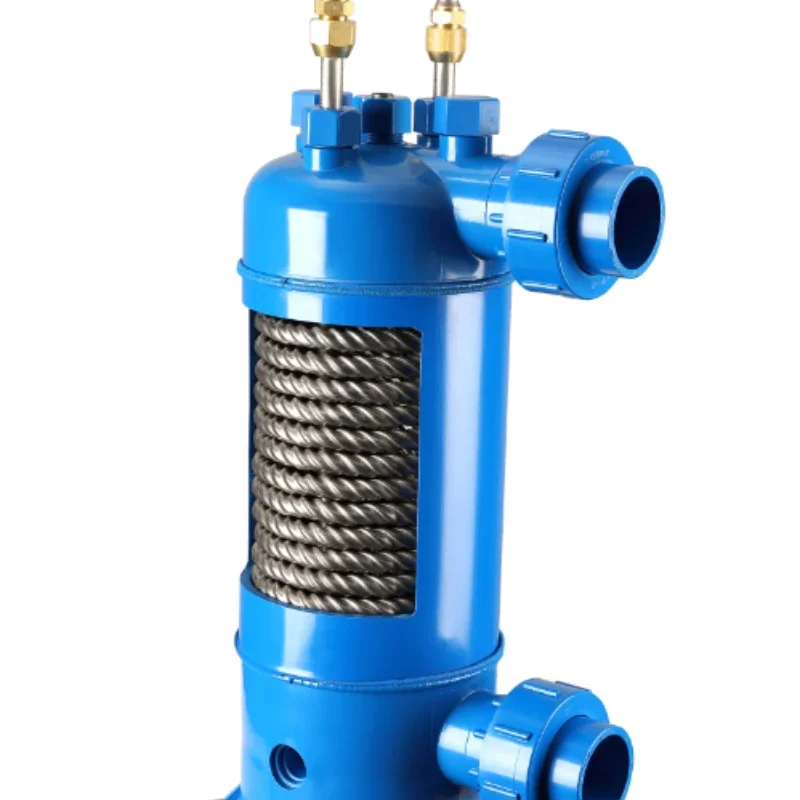 Screwed titanium tube pvc shell heat exchanger for swimming pool heat pump ,aquarium chiller evaporator