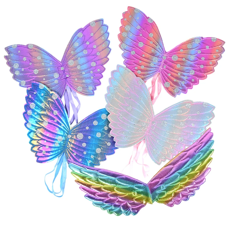 Colorful Angel Butterfly Elf Wings Girls Unicorn Fairy Wings For Baby Shower Kids Birthday Party Decor Dance Performance Cosplay