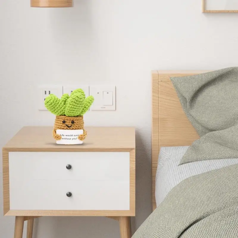 Boneca de malha de cacto suculento pequeno, Crochet Positivo, Brinquedo Cartoon, Encorajamento Engraçado e Bonito, Apoio Emocional, Capivara