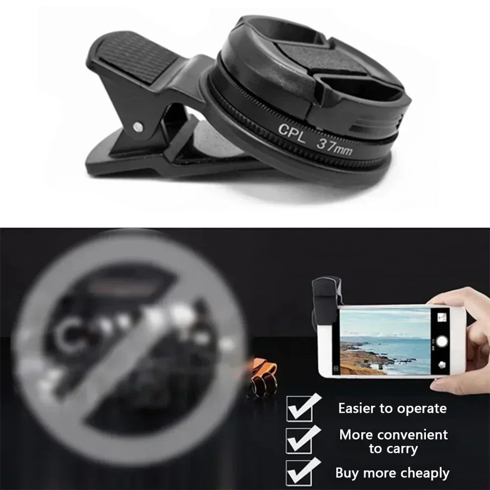 37MM CPL Filter Circular Camera Black Accessories Universal With Clip Portable Professional Phone Polarizer Wide Angle Lens