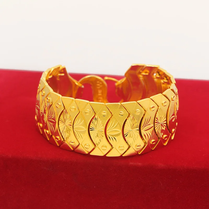 Gold Color Dragon Patterned Fish Scales Bangles Bracelet for Men's Father Bro Bracelet Gifts Not Fade