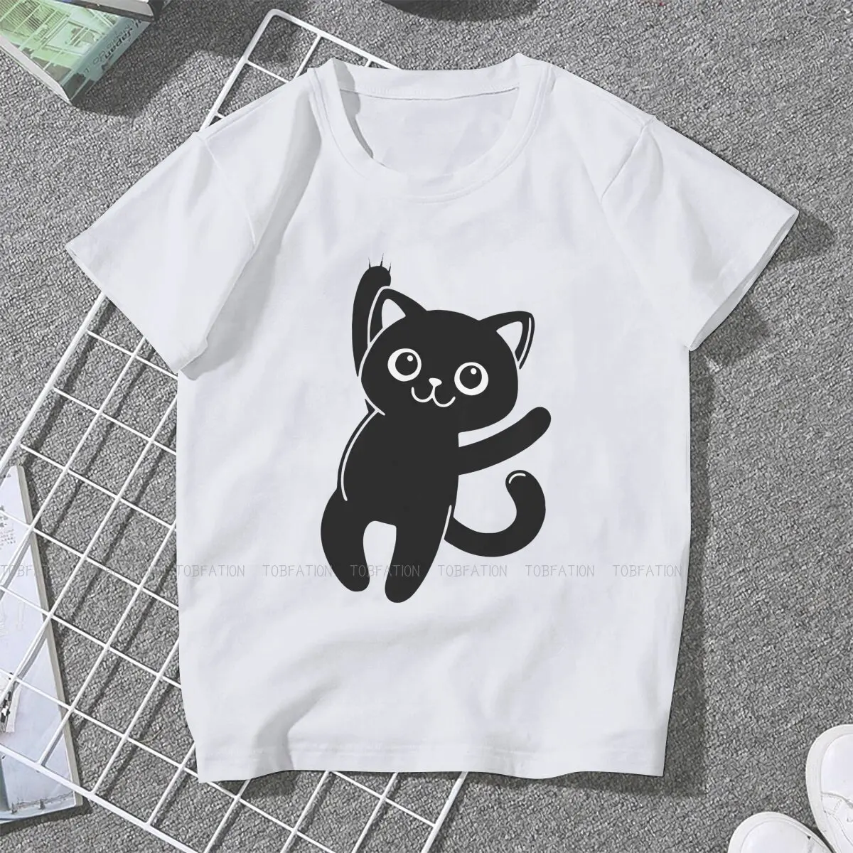 Black Cat 5XL TShirts Holding On Distinctive Homme T Shirt Hipster Tops