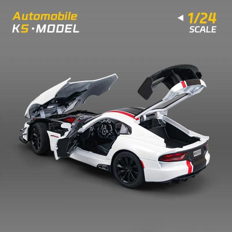 1:24 바이퍼 합금 레이싱카 모델, 후진 작동, 사운드 효과, 레이싱 클럽 전시, 남자아이 장난감, 장식품, 수집품, 선물