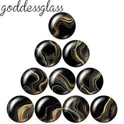 Gliter Golden Line Black Texture Patterns 12mm/20mm/25mm Round glass cabochon flat back Making findings for custom DIY bracelets