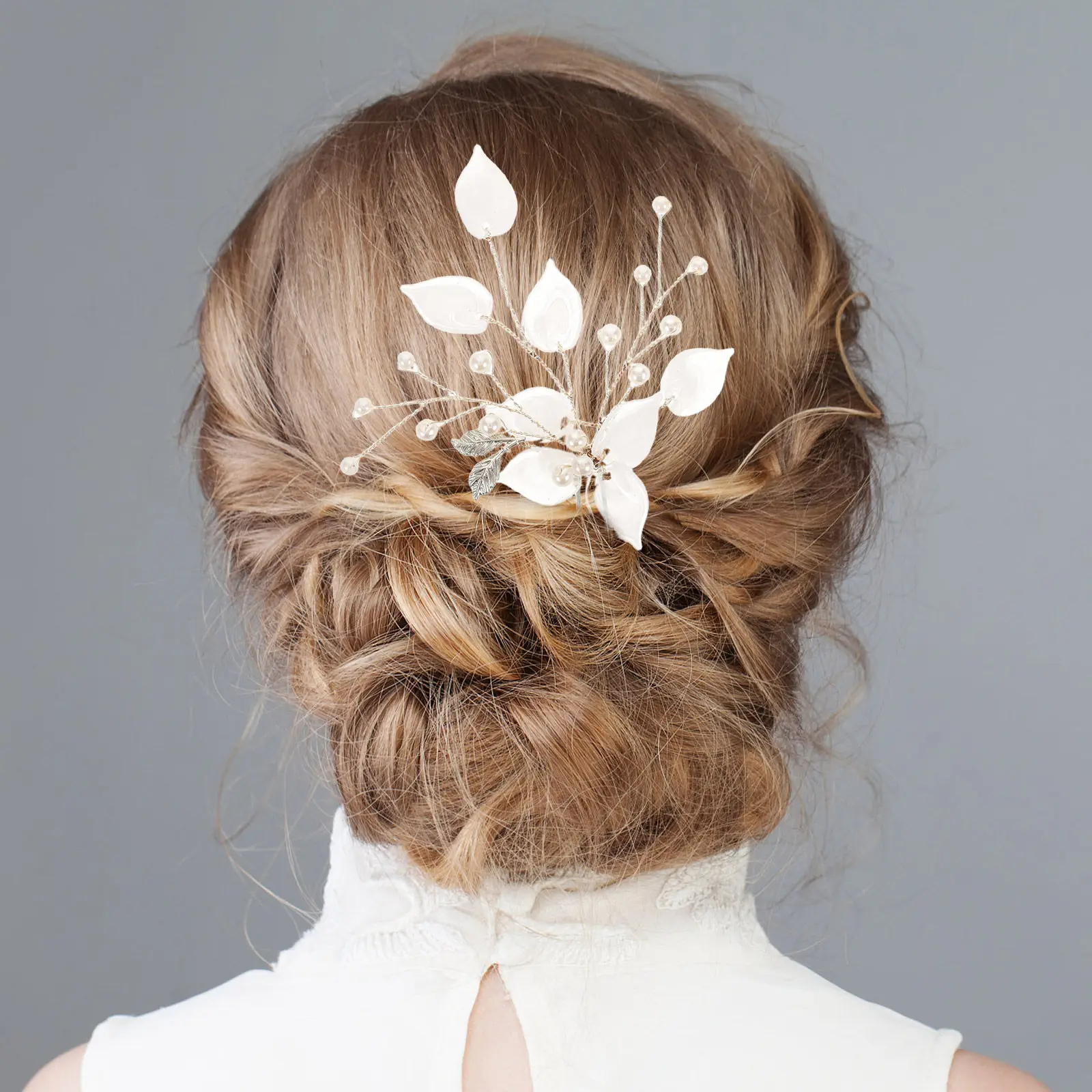 

2 шт. Элегантные U-образные свадебные заколки ручной работы с жемчугом и дизайном в виде листьев, аксессуары для невесты, заколки для волос