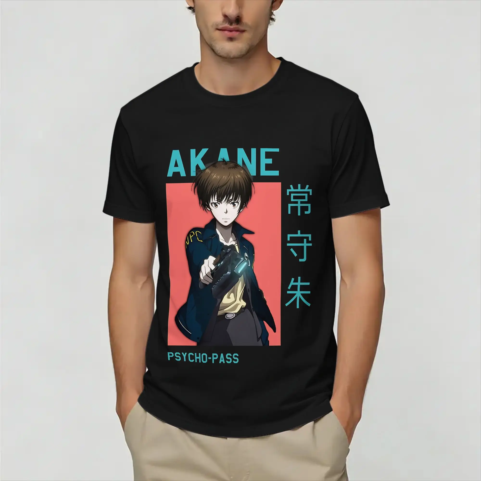 Psycho-Pass  T-Shirts Men  Funny Pure Cotton Tees Crew Neck Short Sleeve T Shirts Gift Clothes