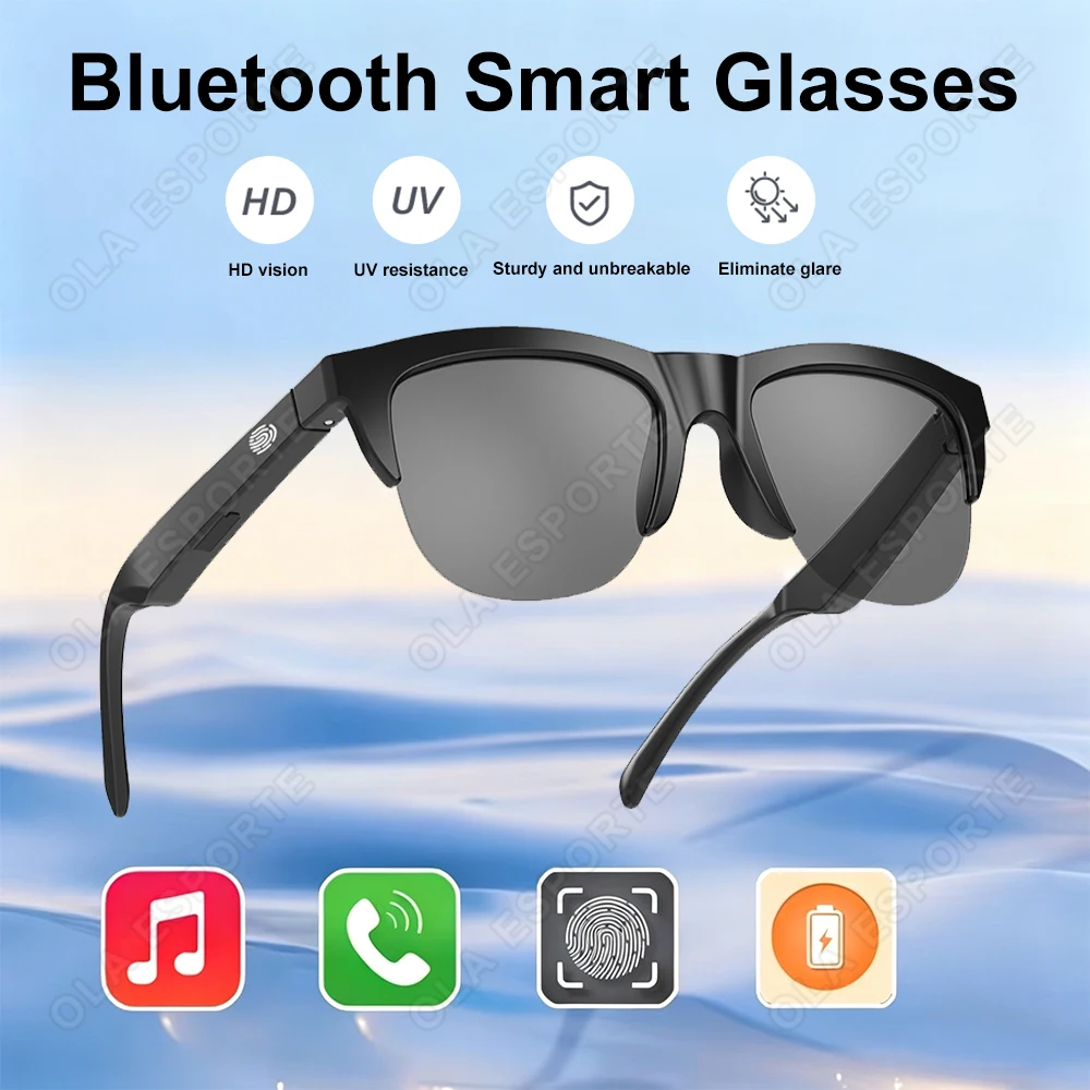 Bluetooth-Smart-Brille mit Mikrofon, modische kabellose Sport-Sonnenbrille mit Musikwiedergabe, Anti-Blaulicht-UV-Schutz für Männer und Frauen