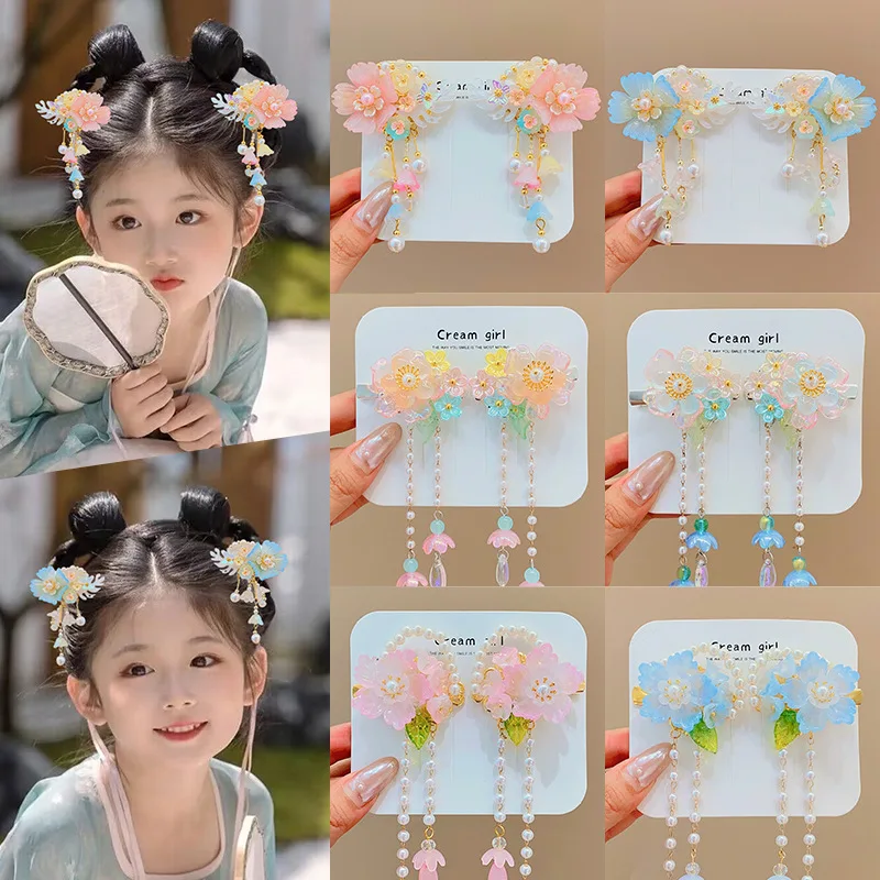 Headwear Girl Children Fringe Antique Hair Accessories Antique Chinese Style Hair Card Girl Princess Accessories Girl Hair Clip