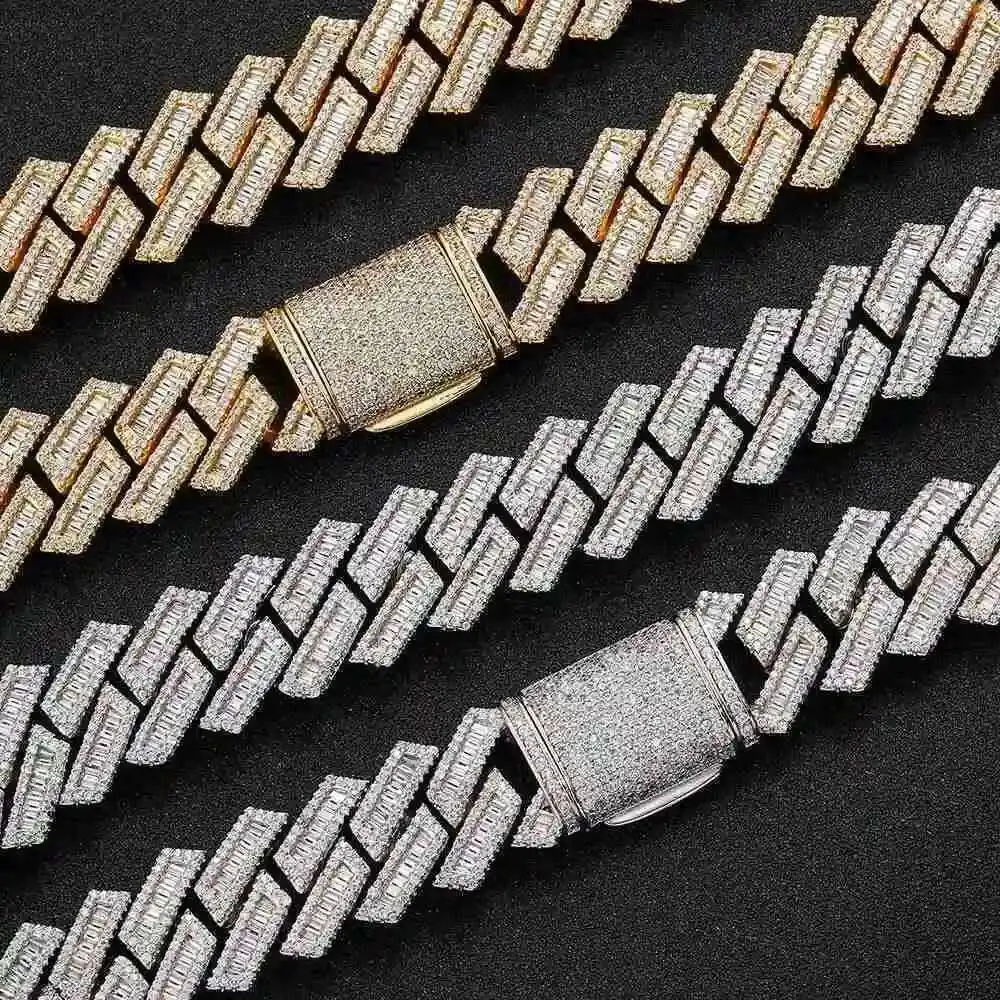 

High Quality Custom Vvs Moissanite Chain Cuban Pass Diamond Tester Iced Out Silver 925 Cuban Link Chain