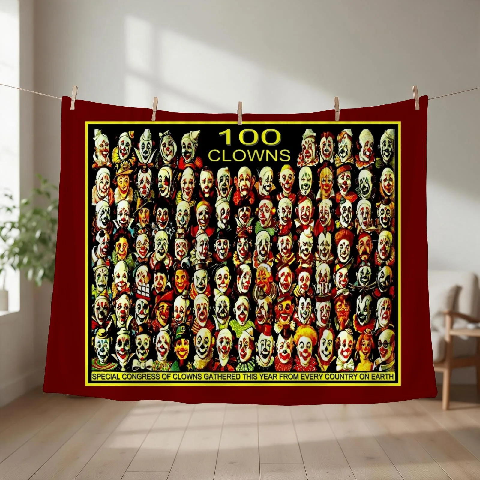 CLOWN CONGRESS; Vintage Circus Advertising Print Throw Blanket Decorative Sofas Soft Plaid anime Sofa Blankets