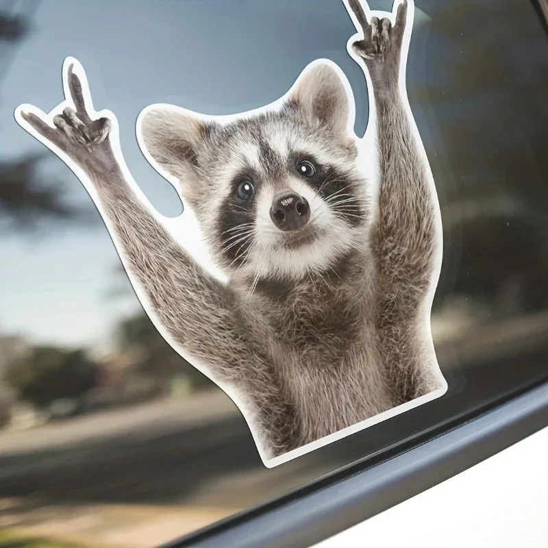 Fun Raccoon Decal Durable Car Window Stickers Motorcycle Suv Truck Rear Windshield Weather-Resistant Cartoon Animal Decoration