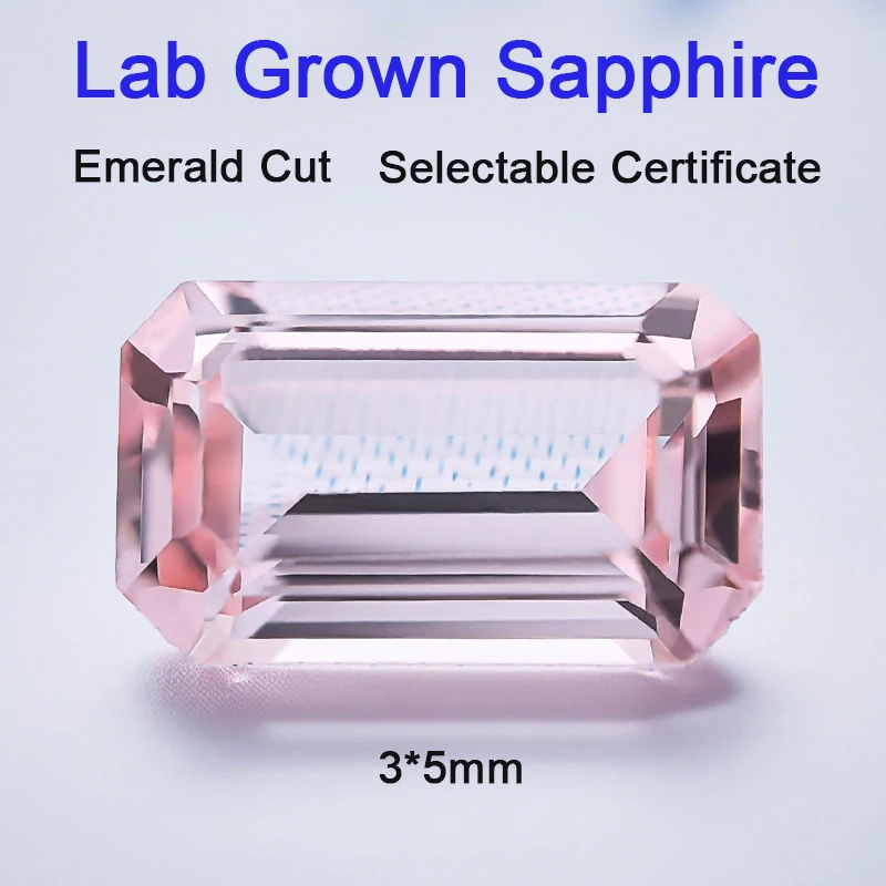 

High Quality Emerald Cut Morgan Pink Lab Grown Sapphire VVS1 Clarity Loose Gemstone AGL Certified For Pendant Jewelry Making