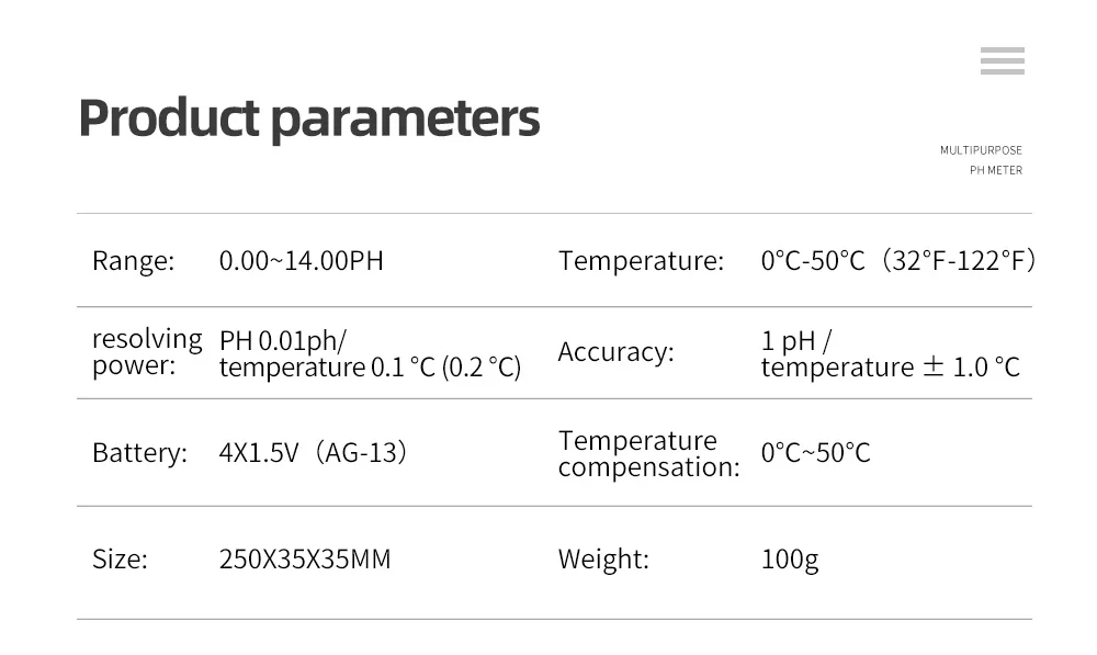 PH-61181 Precision Water Quality Detector Skin PH Acidimeter Digital 2 in 1 PH Temp Meter for Meat Cosmetic Water