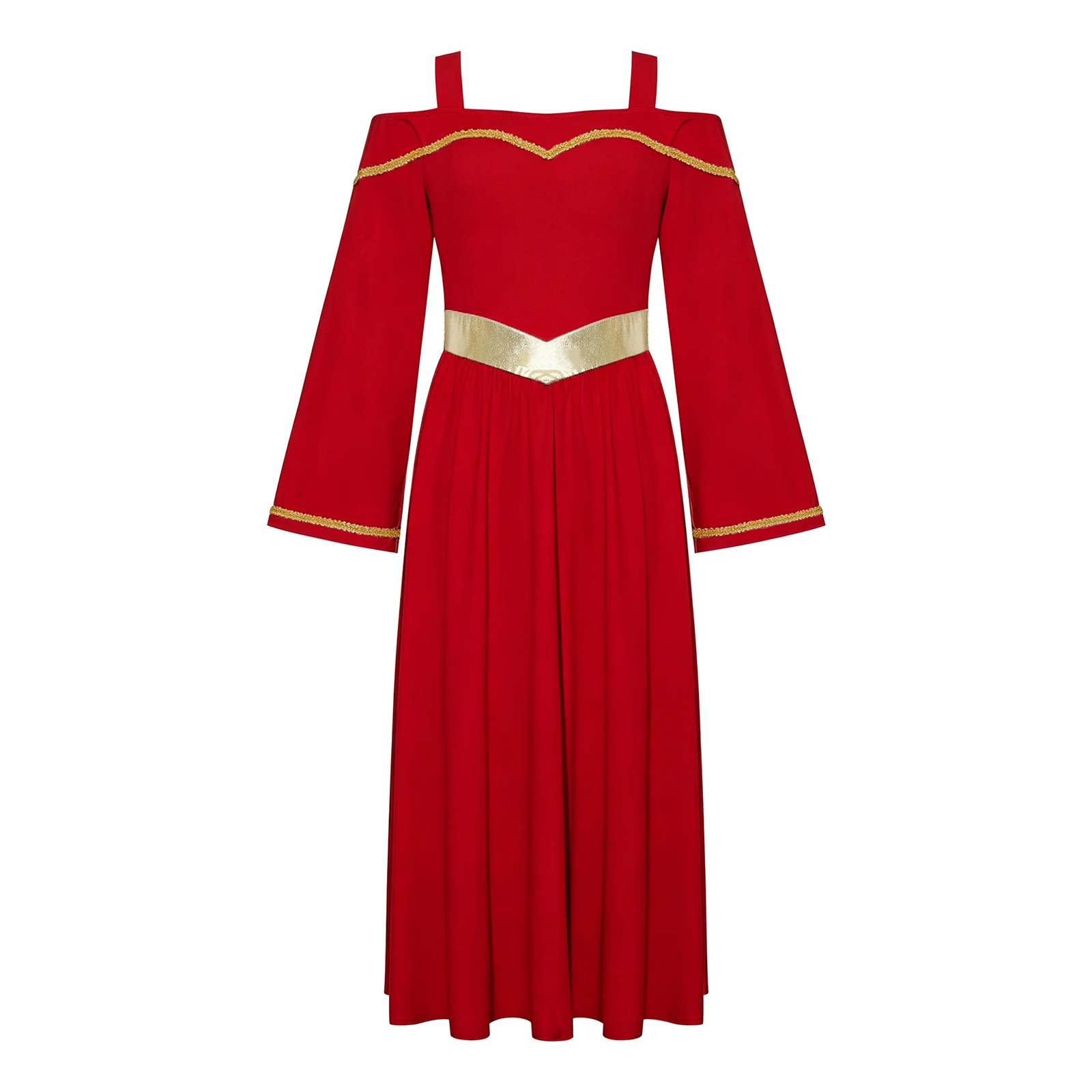

Kids Girls Angel Tunic Dress Long Sleeve Maxi Dress Church Worship Pray Costume for Children Day Choir Liturgical Performance