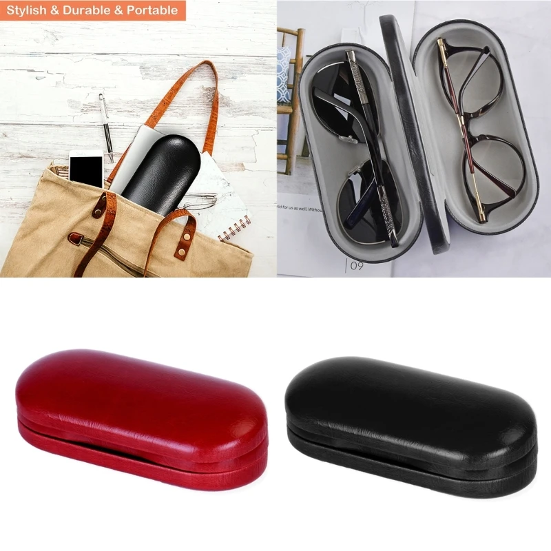 Dual- Glasses Case Double Eyeglasses Case For 2 Pair Eyeglasses Holder Portable Glasses Case Double Layer Glasses Case