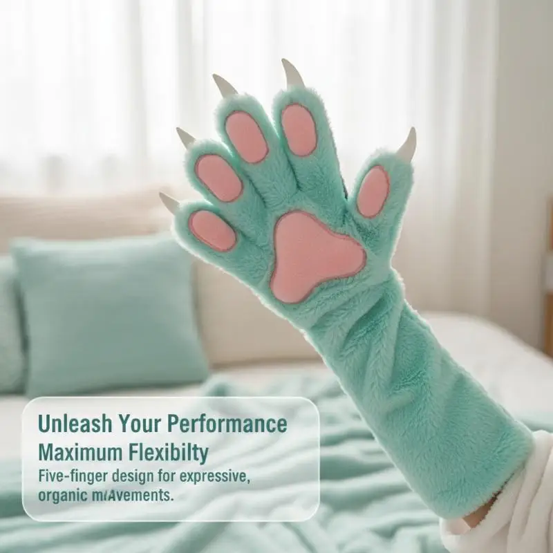 Fursuit Tierklauen-Handschuhe: Elastische Fünf-Finger-Requisiten – Lockere Cosplay-Accessoires für Performance & Charakter-Rollenspiele – Detail 2